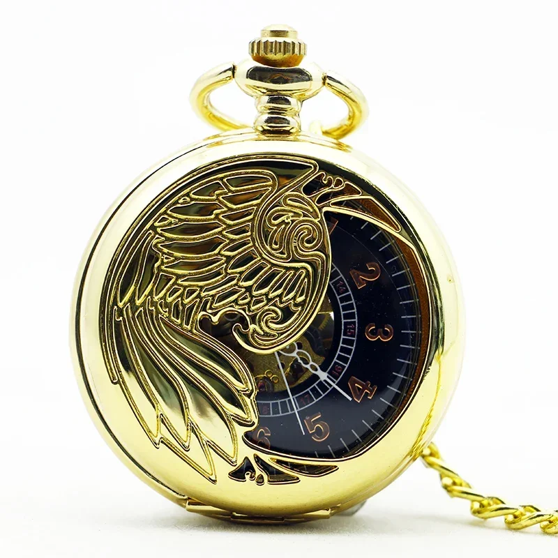 

High Quality Luxury Mechanical Pocket Watches Personalised Vintage Charm Gold Skeleton Hand Wind Fob Watches relógio de bolso