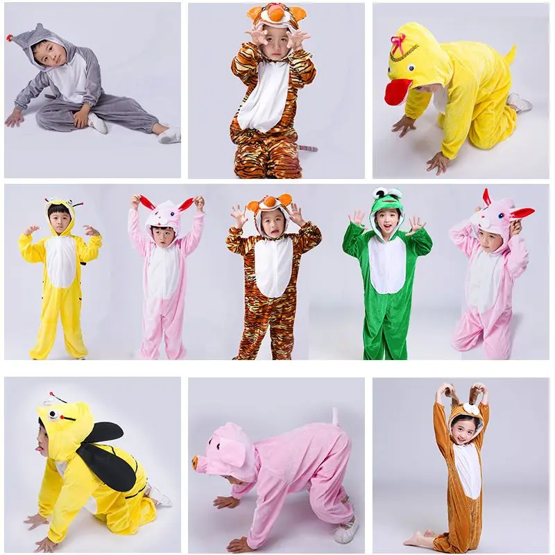 Kids Halloween Cosplay Animal Costumes Velour Fabric Bird Chicken Rooster Bat Eagle Pigeon Children Jumpsuit Stage Show Carnival