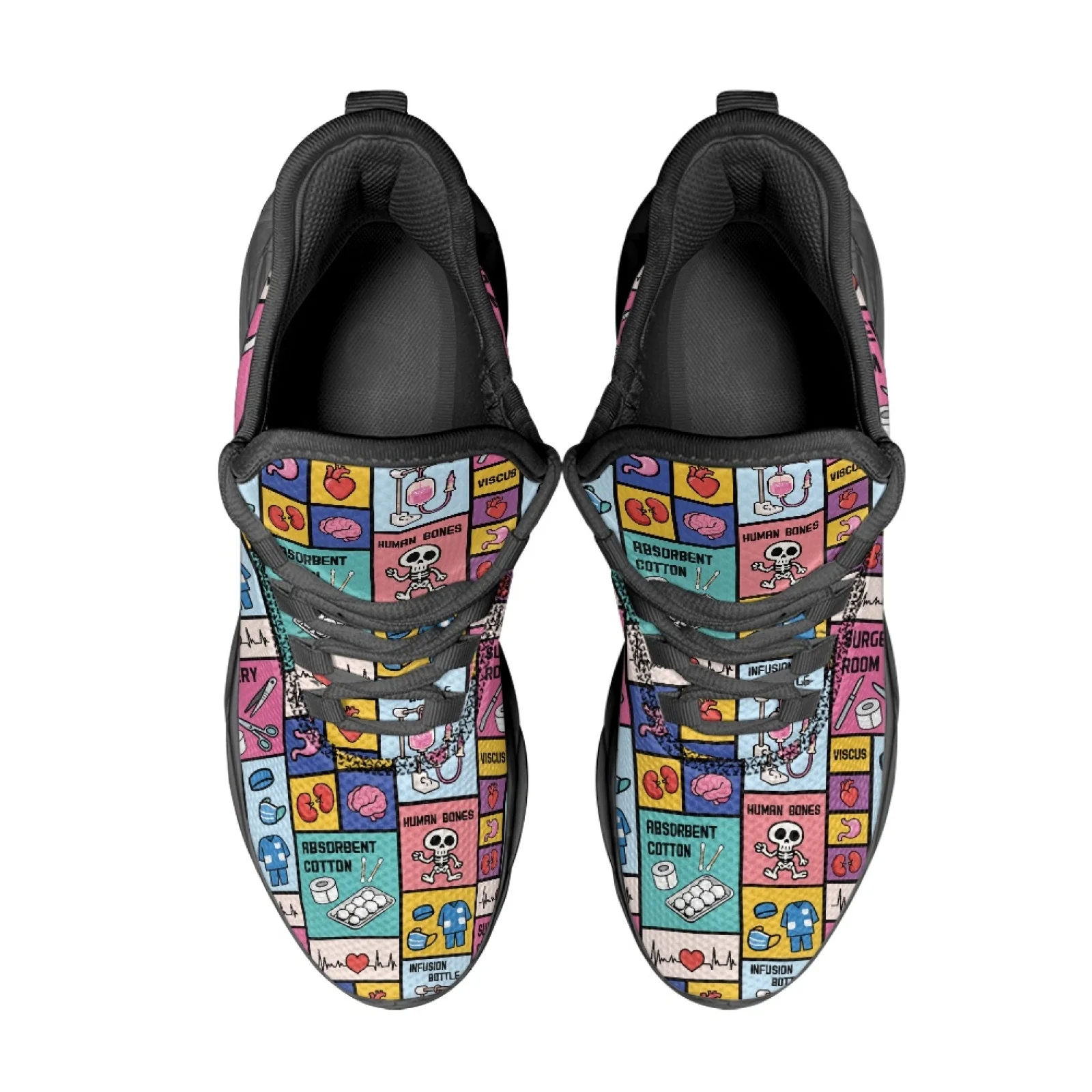 PENSTROLL Medical Comic Grid Athletic Shoes Mesh & EVA Fashion Sneakers Breathable Mens Running Shoes for Students