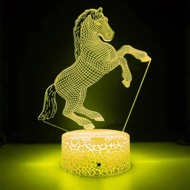 Nighdn Horse Night Light para niños, lámpara de noche de ilusión 3D, decoración de habitación que cambia de Color, regalos de cumpleaños de Navidad para niños y niñas