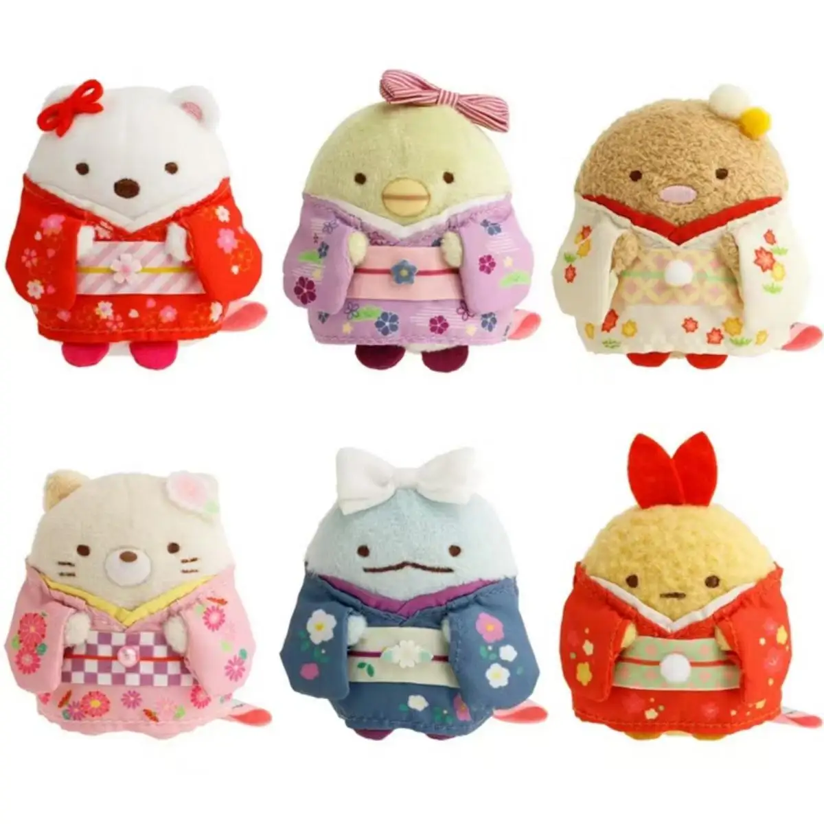 Chaveiro de Pelúcia da Série Sumikkogurashi Kimon, Pingente de Bolsa de Pinguim Fofo, Acessórios Kawaii de Camarão Frito para Presente de Aniversário