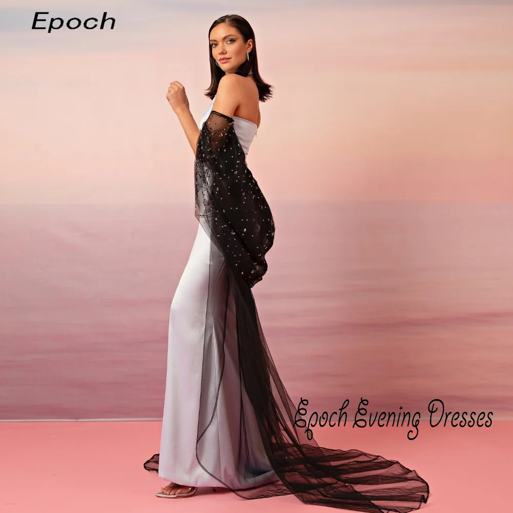 Epoch-vestido de noche con perlas largas para mujer, elegante chal Halter de Arabia, vestido de fiesta de cóctel púrpura Sexy, 2024