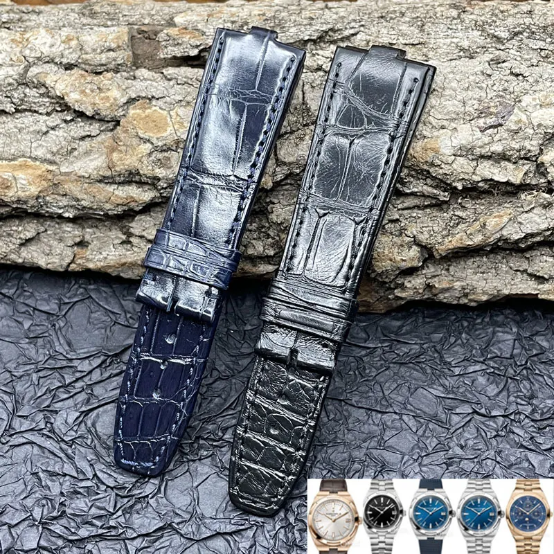 FUYIJIA New VC 6.6MM Quick Disassembly Calibrator Watchbands Alligator Strap 24MM Crocodile Skin Watch Band Genuine Leather Belt