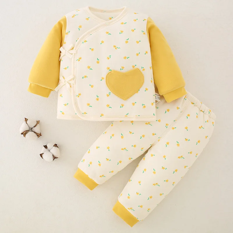 Baby Cotton Clothes Winter Newborn Clothes Pure Cotton A-class Warm Underwear with  Clip Baby   and Monk Clot