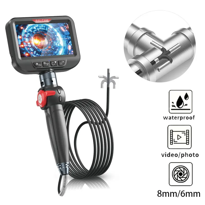 4.3 Screen Industrial Endoscope Camera 360° Steering Lens Pipeline Car Engine Inspection Endoscope