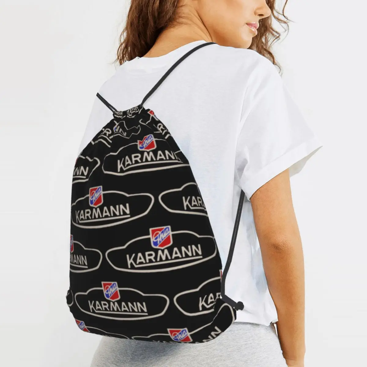 Karmann Ghia Emblem Backpacks Fashion Drawstring Bundle Pocket Storage Bag Book Bags for Man Woman Students
