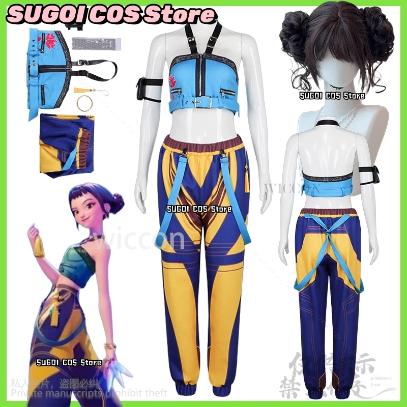 

Zoey Kpop Girl Group Cosplay Anime Movie Demon Singing Costume Jirai Kei Girls Punk Y2K Halter Backless Top Halloween Party Cos