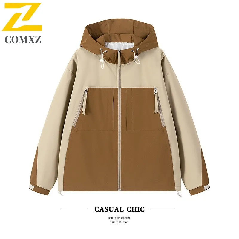 

COMXZ Outdoor Adventure Mens Jacket Premium Hooded Comfortable Coat Casual Travel Lightweight Durable Autumn Windbreaker