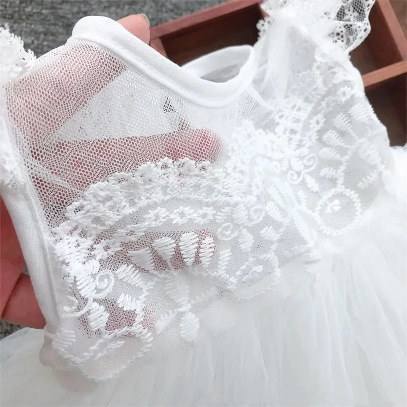 Baby Baptism Dress Newborn Wedding 1st Birthday Party Baby Girl Dress Lace Princess White Infant Baby Christening Gowns With Hat