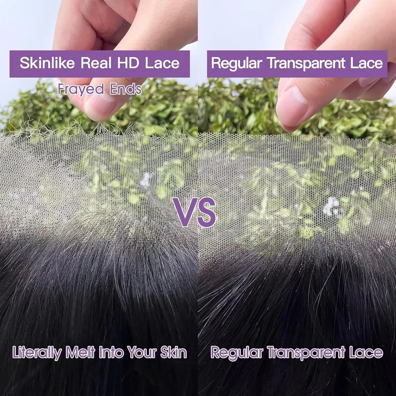 Lemoda Full 13x6 SKINLIKE Real HD Lace Frontal Wigs 210% Water Wave Full Lace Frontal Wigs Deep Wave Virgin Human Hair Invisible 0.1mm Ultra-thin Frayed Ends Wet and Wavy Wig Tiny Knots
