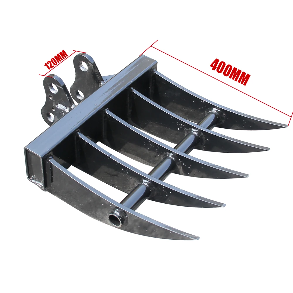 Mini Excavator Attachment Rake, Metal Material, Hole Diameter: 25MM/0.98in, Suitable for 1 - Ton Mini Excavators