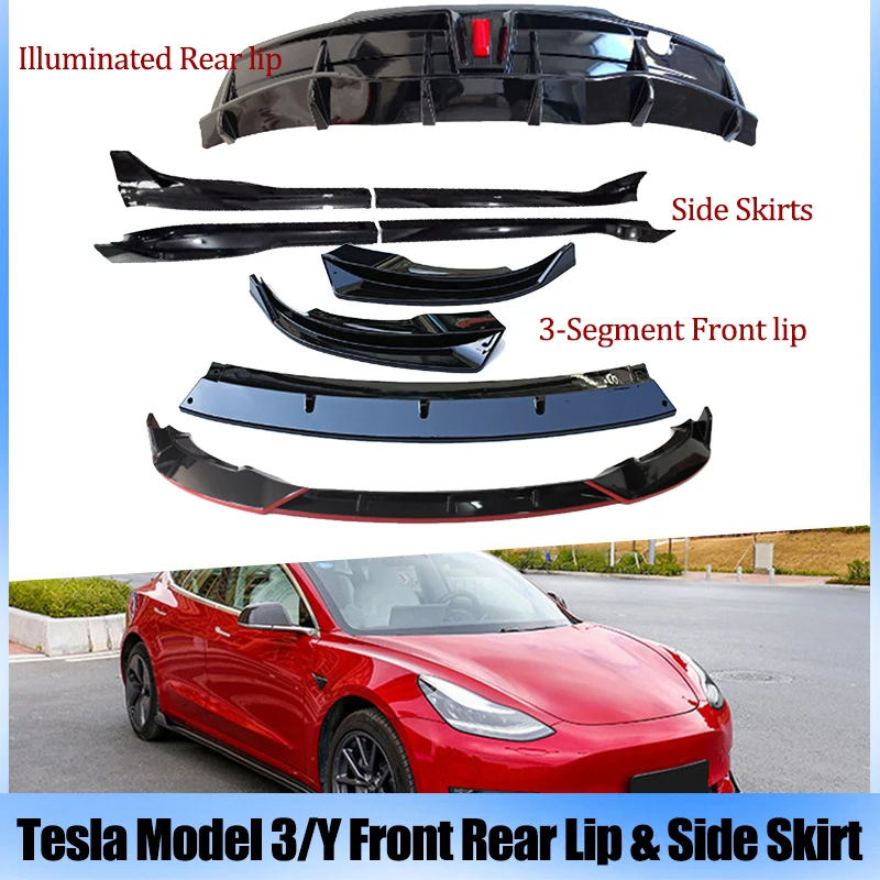 Front Bumper Lip Chin Diffuser Body Kit Spoiler Deflector Tuning Accessories For Tesla Model 3 Y 2017 2019 2020 2021 2022 2023