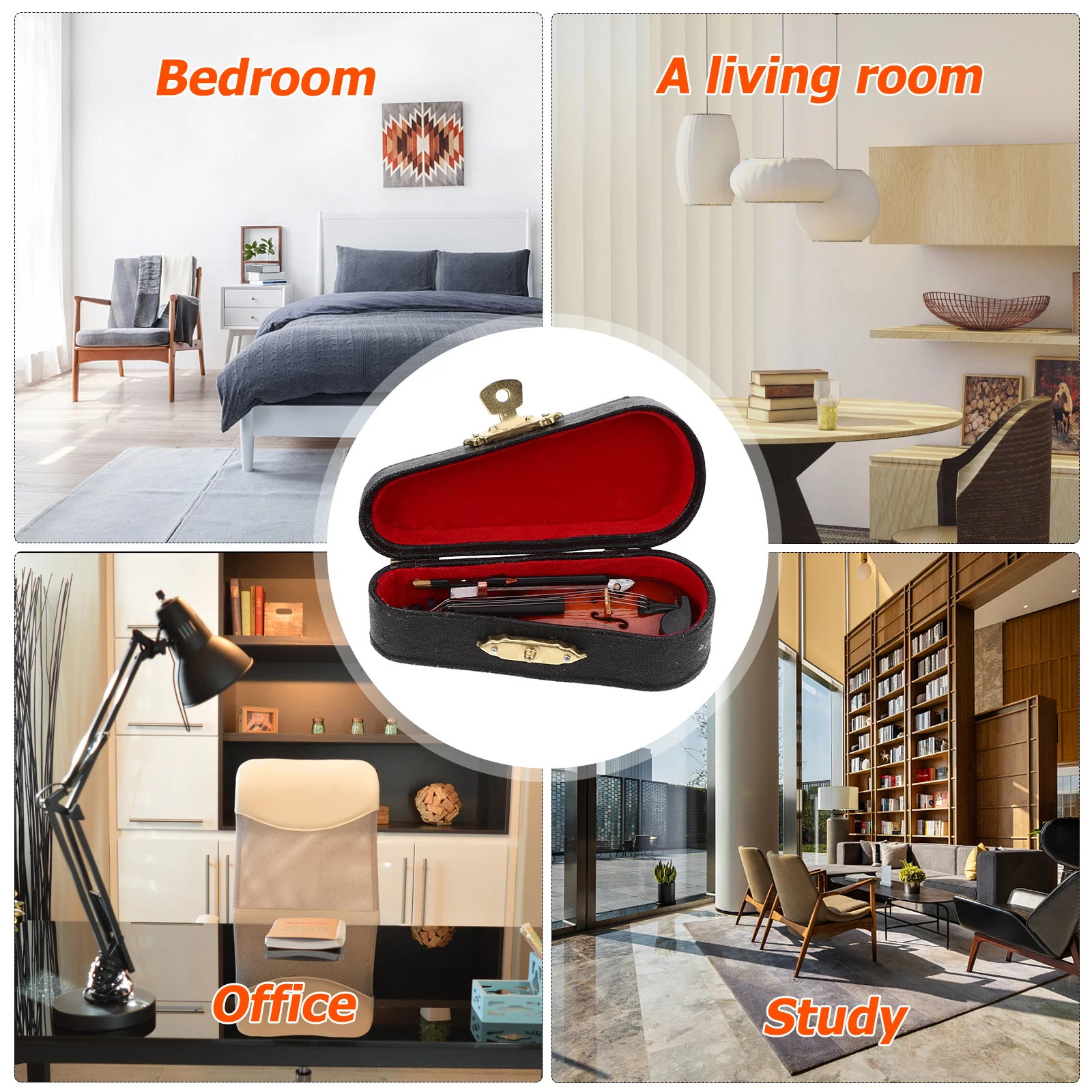 

Mini Violin Delicate Model Desktop Adornment Premium Material Miniature Violin Miniature Home Decoration
