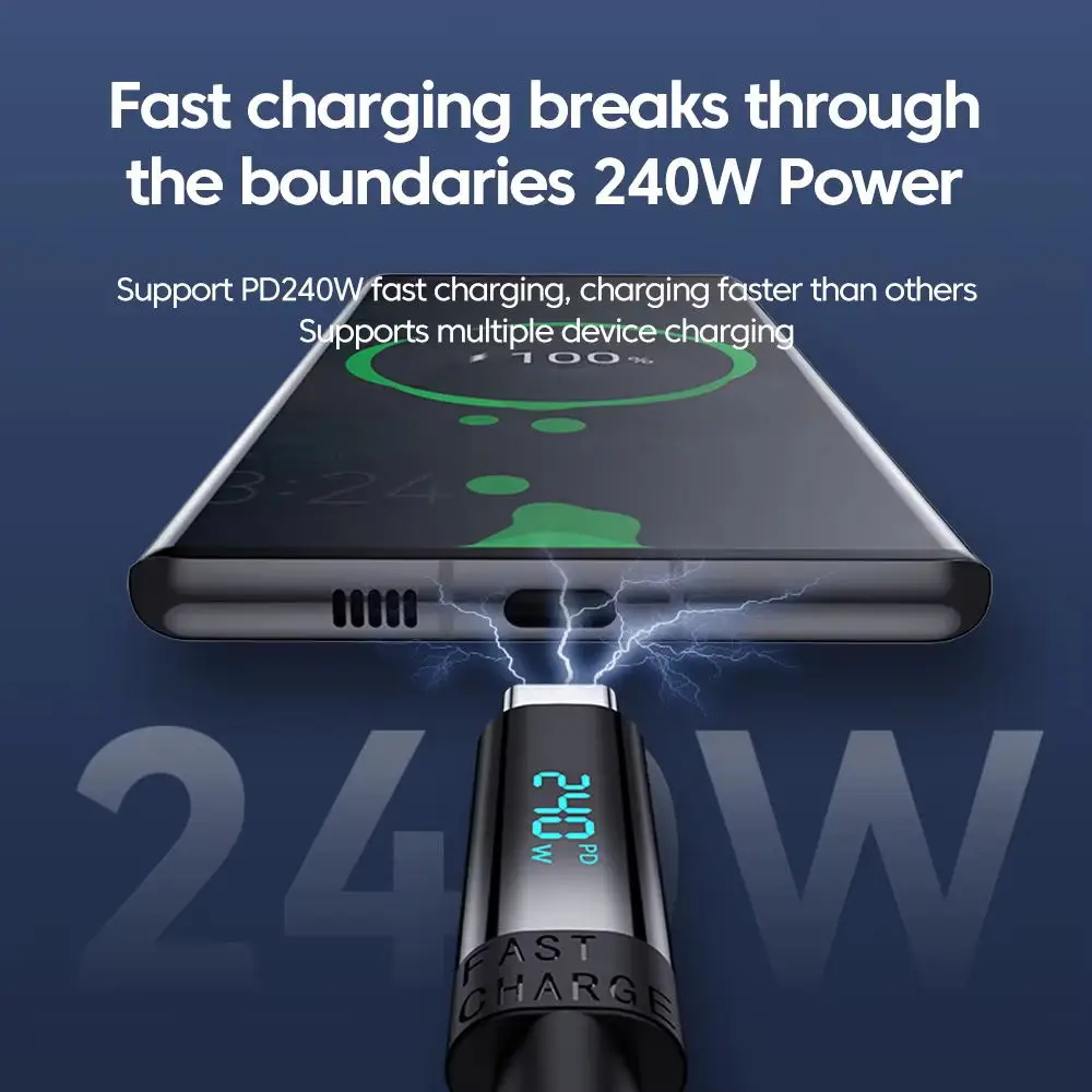 Pd 240w usb c para usb c cabo tipo c carregamento rápido display digital 480mbps cabo de transferência de dados usb c cabo de carregamento para iphone 16