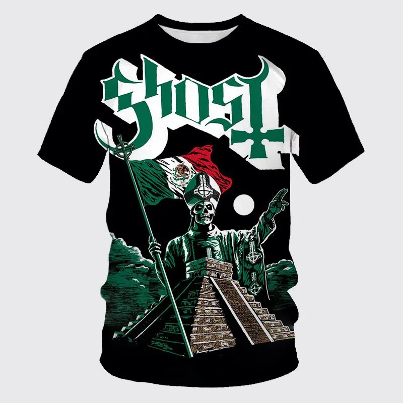Ghost Band 3D Print T-shirts Men Women Cool Streetwear Hip Hop Short Sleeve Tshirt Harajuku Kids Oversized Tops Clothing