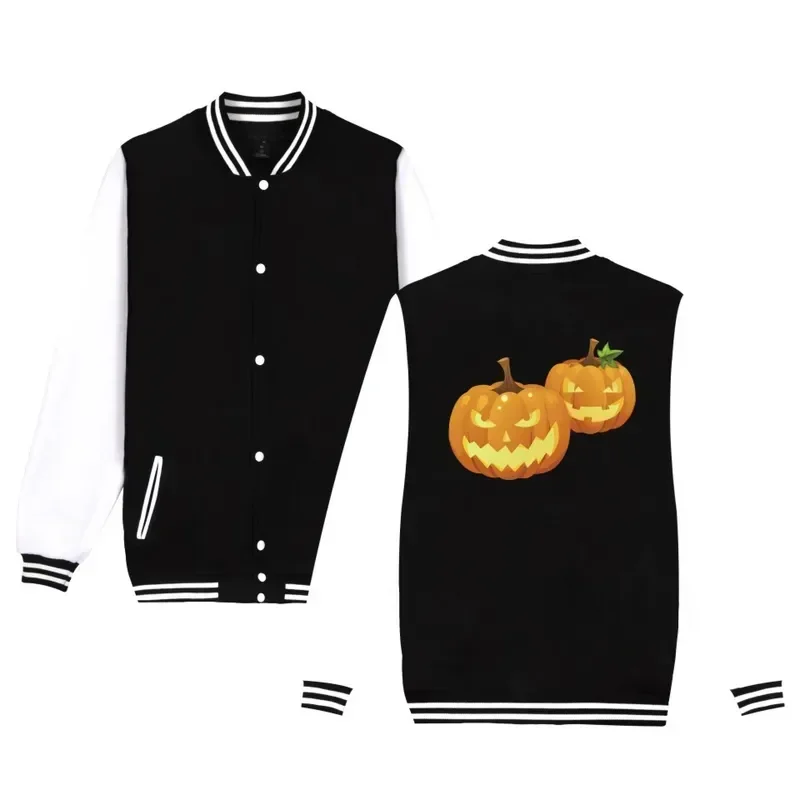 

New fashion Halloween pumpkin funny printed baseball jacket men women sweatshirts coats tops casual long sleeve hoodies jackets