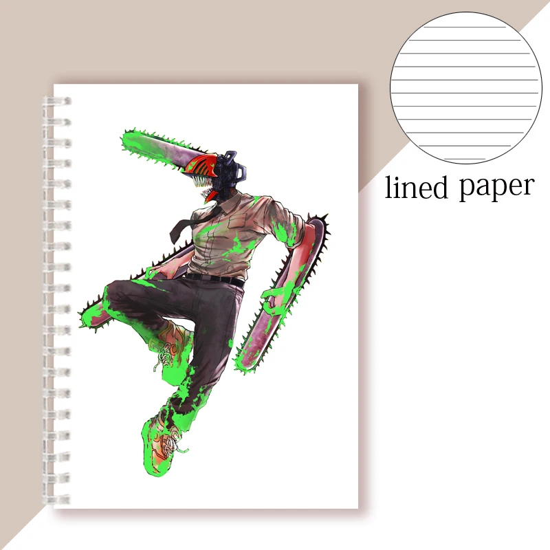 A5 Spiral Notebook Hot Anime Poster Power Chainsaw Man Render Mange Figure COSPLAY Note Book Sketch For Writing Supplies Notepad