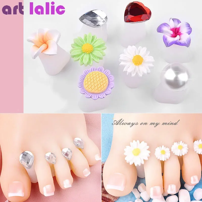 8Pcs Silicone Nail Polish Toe Separator Flower Shape Individual Toe Spacers Fingers Nail Stretchers for Pedicure