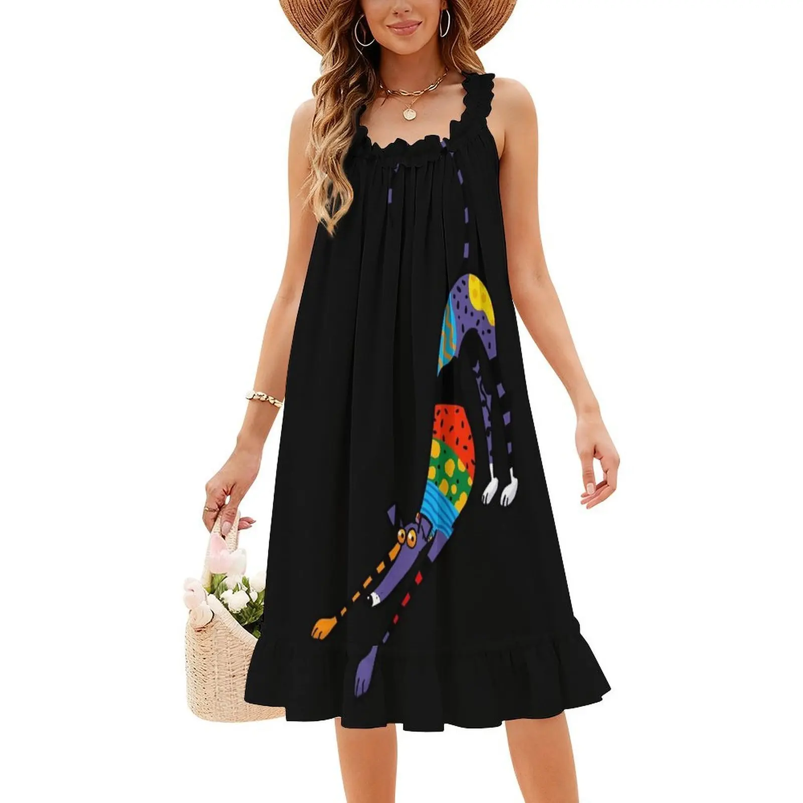 فستان حفلات أنيق للنساء من Kaleidoscope فستان على شكل حرف A مع خيارات قصيرة/طويلة/بدون أكمام السلوقي Sighthound Whippet #4