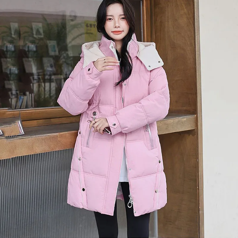 Neue Qualität Frauen Unten Baumwolle Mantel Lose Lange Baumwolle Kleidung Mode Mit Kapuze Parker Mantel Winter Dicke Warme Gepolsterte Jacken