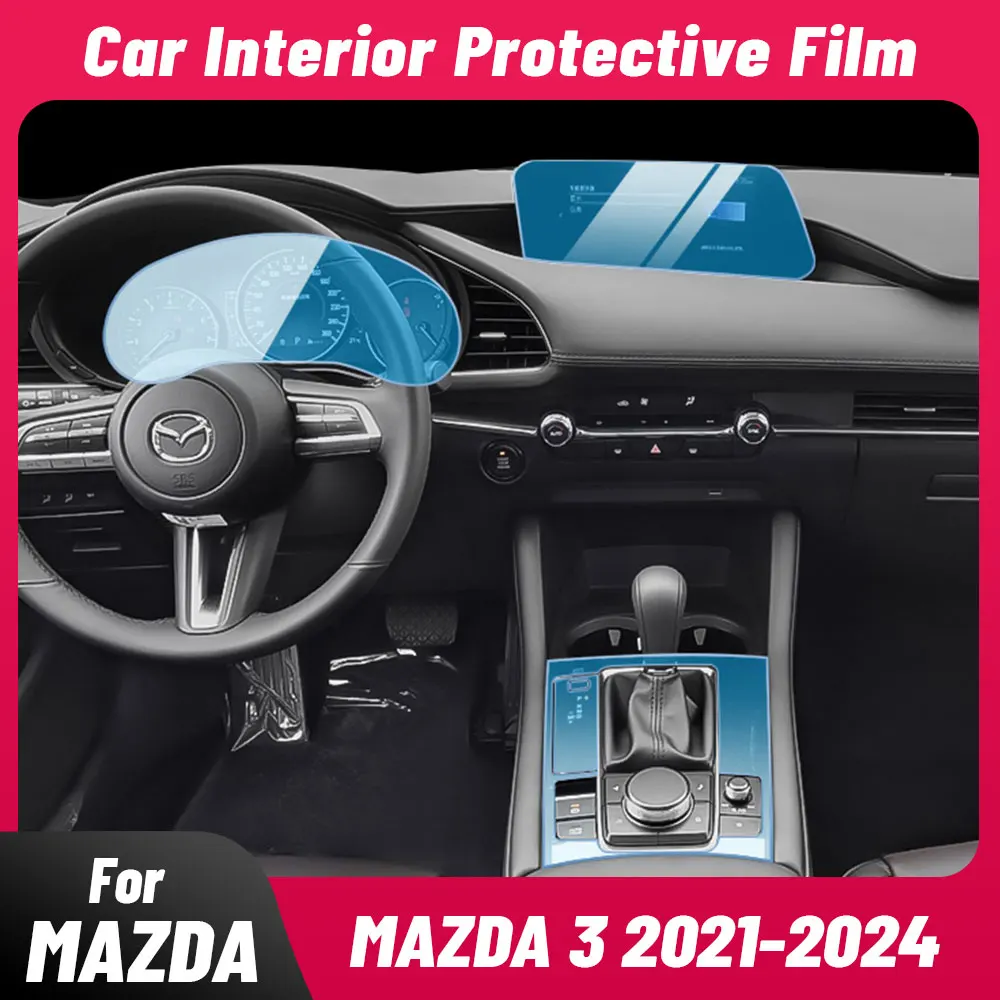 Anti-scratch Car Interior Center Console Media Dashboard Navigation TPU Protector Film For MAZDA 3 AXELA 2021-2024 Sticker