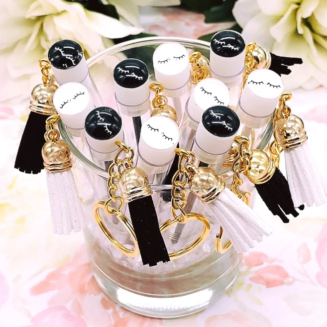 10pcs Tassel Keychain Eyelash Spoolie Brush Dustproof Tube Mascara Wand Eyebrow Comb Lash Extension Makeup Tool