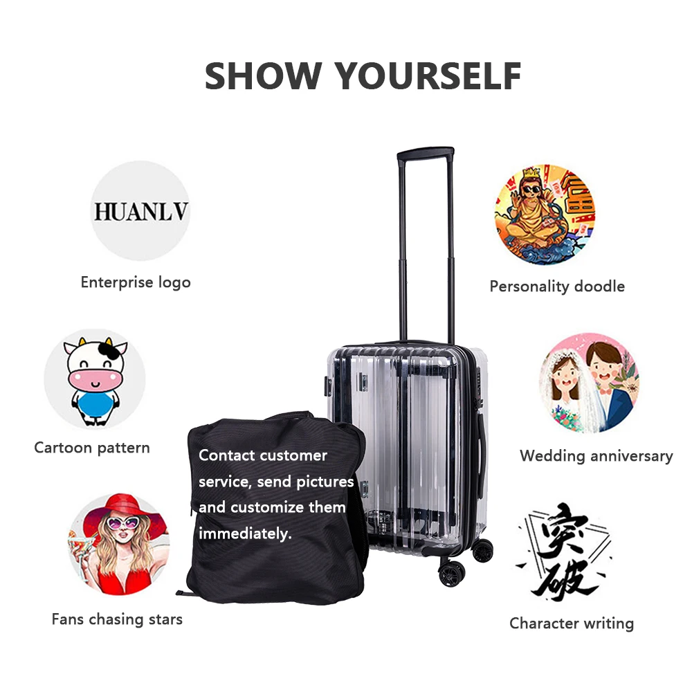 HONGYUE 20 Inch NewDesigns Stylish Personality Transparent Suitcase TSA Customs Lock Silent Universal Wheel Luggage