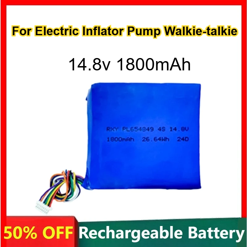 654849 Polymer Lithium Battery 14.8v 1800mAh for Electric Inflator Pump Walkie-talkie Rechargeable Soft Pack Battery