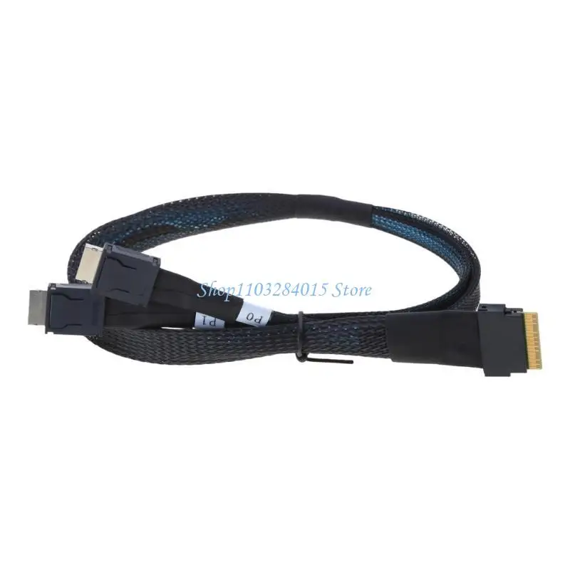 R6FF 50cm Cable SFF-8654 8X to Oculink SFF-8611 4X for SlimSAS 8X to 2xOCulink 4X Stable and Secure Connection