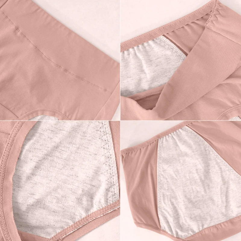 Women Solid Cotton Physiological Briefs Large Size Female High Waist Leak Proof Menstrual Panties Widen Period Shorts Underpants