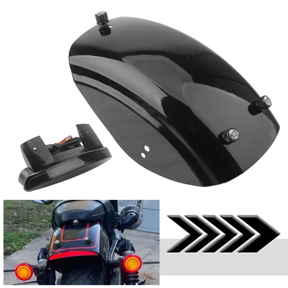 

Motorcycle Part Black Short Rear Fender Mudguard With Brake Tail Light Integrated Turn Signals For Harley SPORTSTER 883-XL883