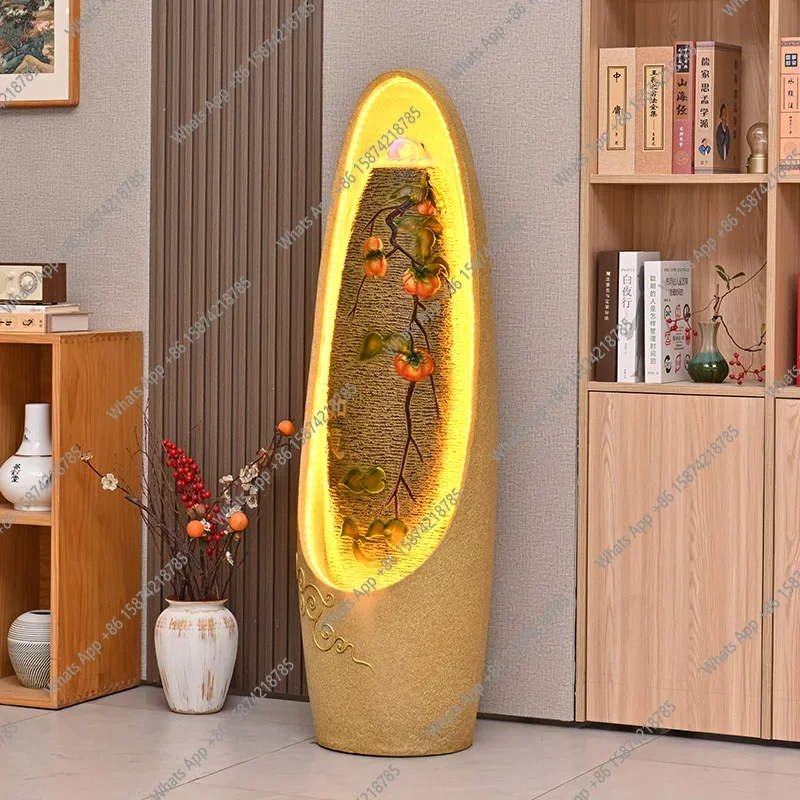 C Flowing Water Generates Wealth, Circulating Water Floor Ornament, Living Room Office Feng Shui Wheel Water Landscape Decoratio