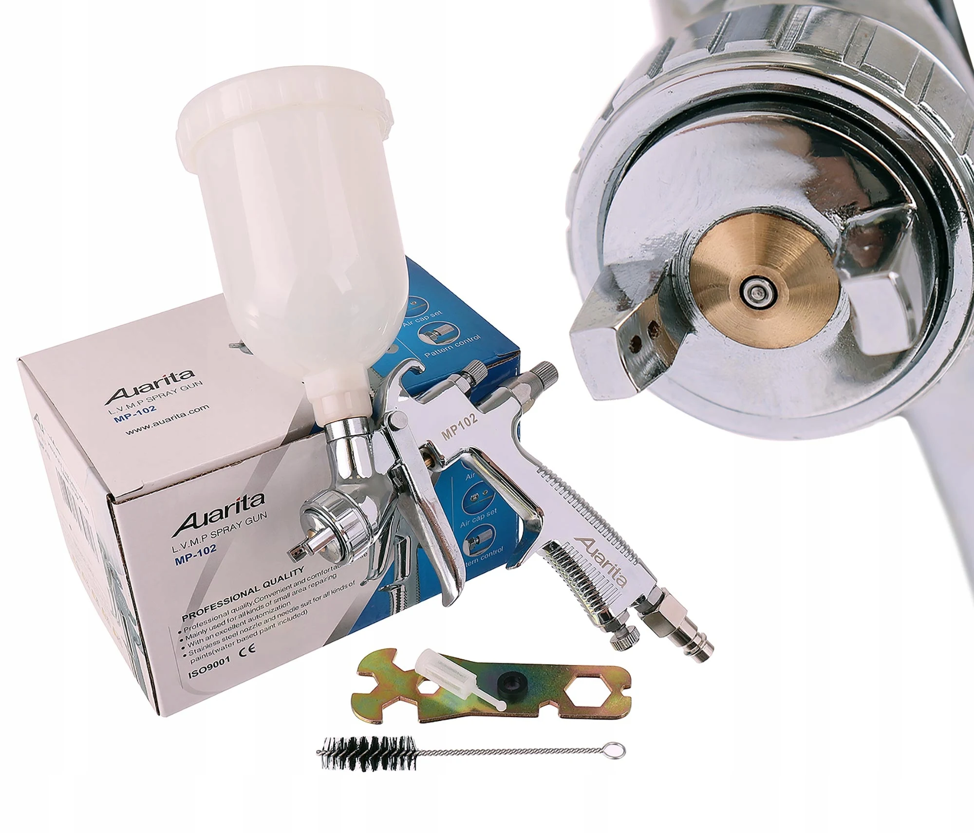 MP-102 Mini Paint Spray Gun 1.0mm Nozzle Gravity Feed With Disposable Cup High Atomization