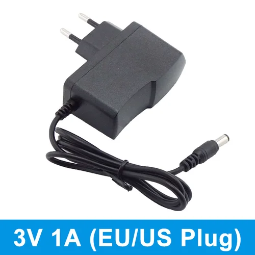 Adaptador Universal de 3V 1A AC DC, cargador adaptador de fuente de alimentación de 5,5x2,5 MM, enchufe de EE. UU. UE para cámara CCTV con luz LED
