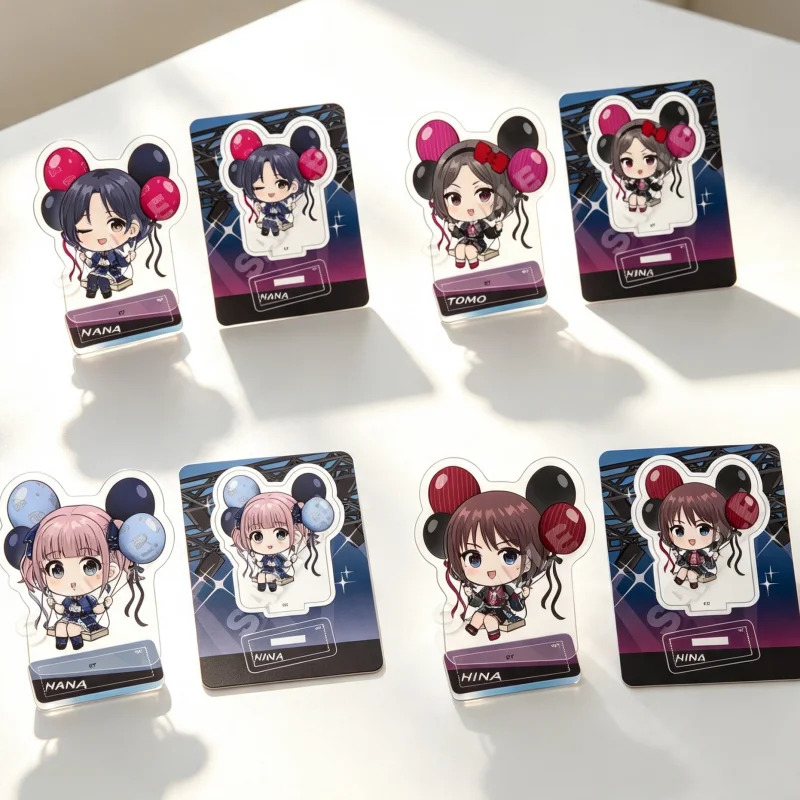 Anime GIRLS BAND CRY Hina Nana Balloon Series Q-Style Acrylic Stand Model Plate Keychains Desktop Ornament