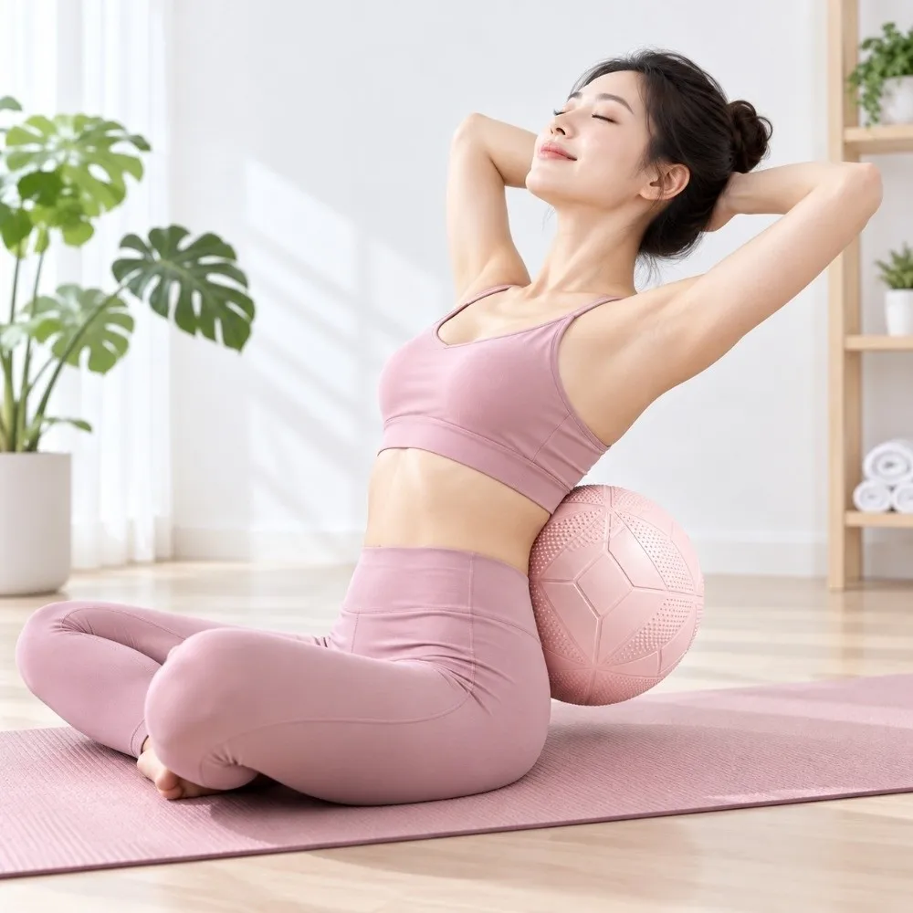 25 CM Abdominal Pressure Ball Thickened Anti Burst Yoga Pilates Ball Slip Resistant Inflatable Fitness Balance Ball Home Gym
