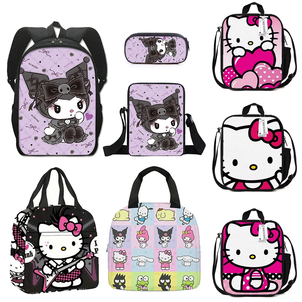 Sanrio Kuromi Backpack, Hello Kitty Backpack, Sanrio Backpack Pencil Bag, Student School Bag, Primary and Middle Mochila 3Pc Set