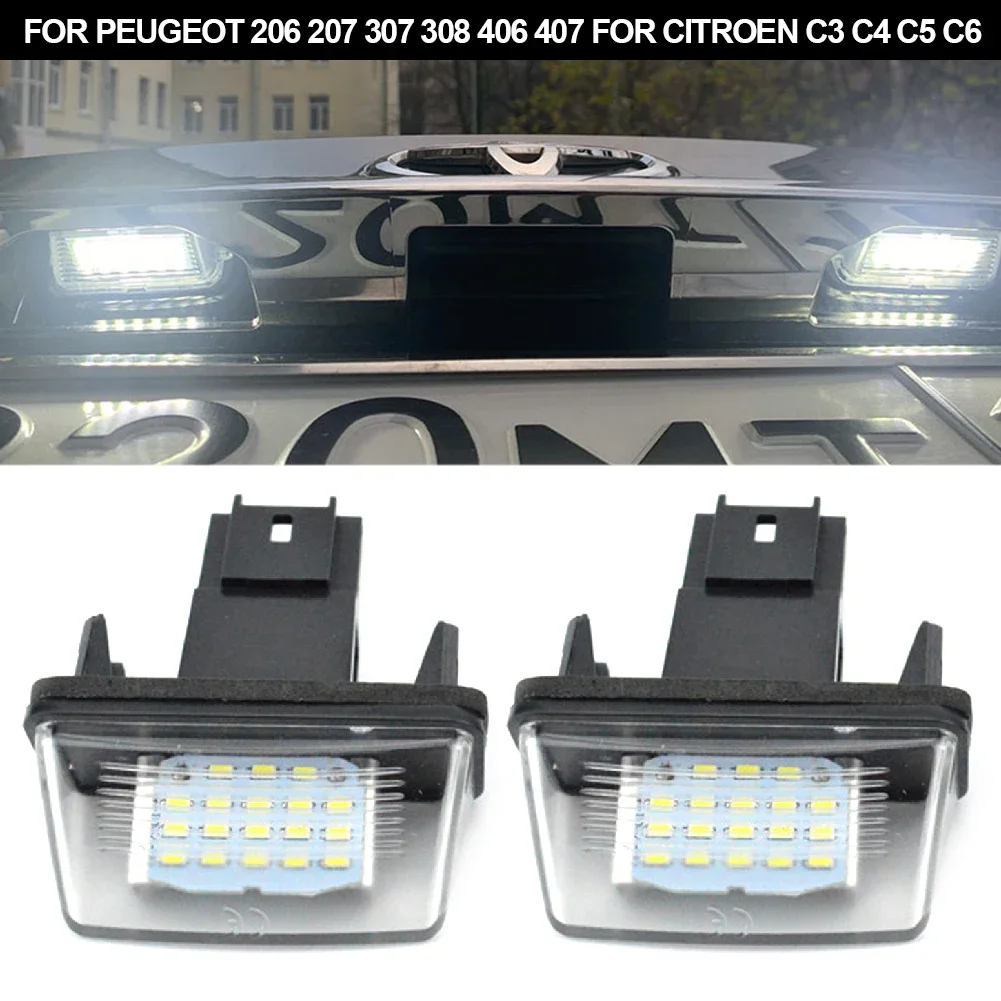 1/2Pcs Car LED License Number Plate Light For Citroen C3 C4 C5 Berlingo Saxo Xsara Picasso For Peugeot 206 207 306 307 308 5008