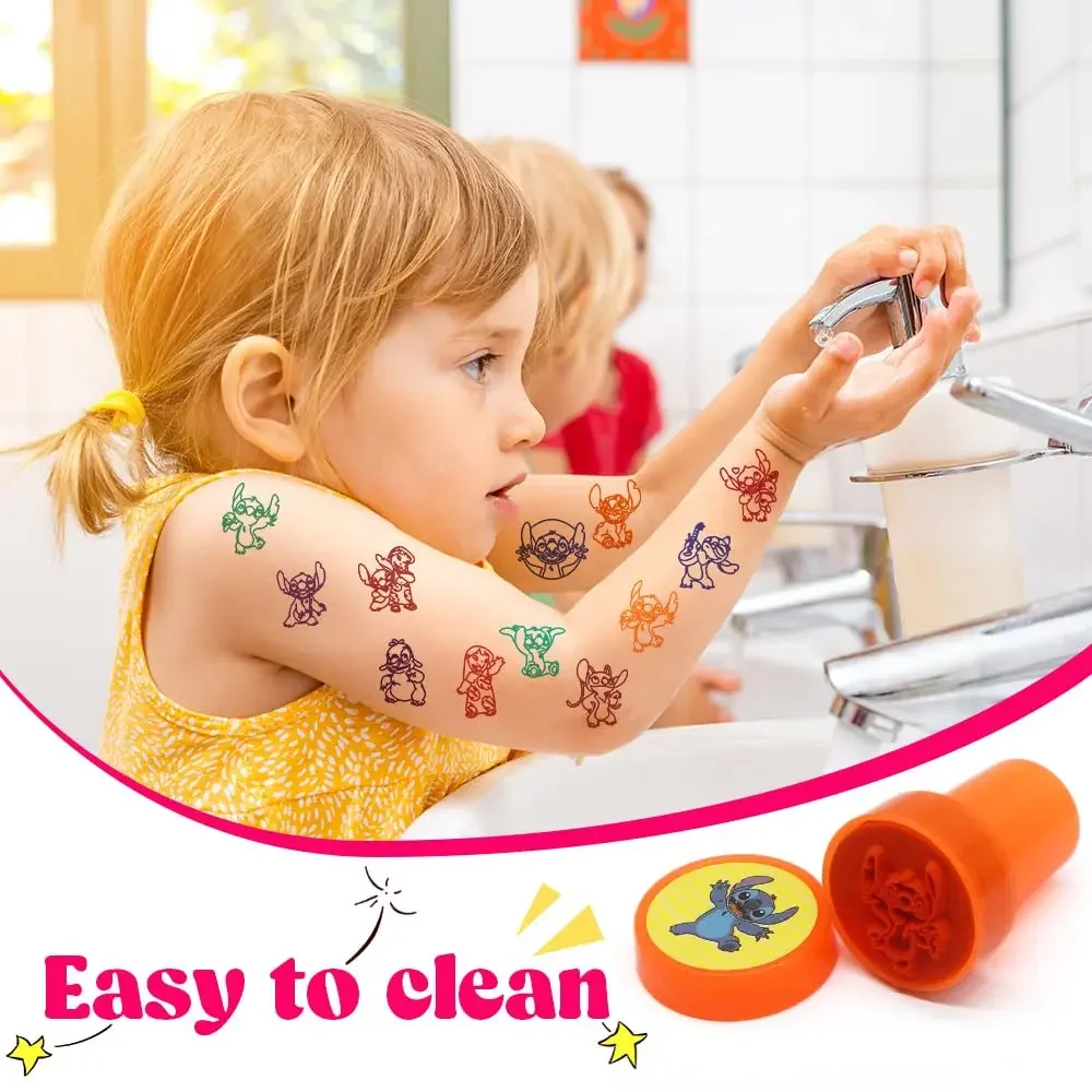 12Pcs Cartoon Lilo Stitch Party Favors Stampers Classroom Rewards Prizes Goody Bag Stuff for Boys Girls Birthday Party Gifts