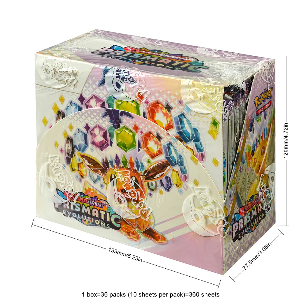 360Pcs English Pokémon TCG: Prismatic Evolutions Scarlet Violet Box Pokemon trade card 36 Pack Box