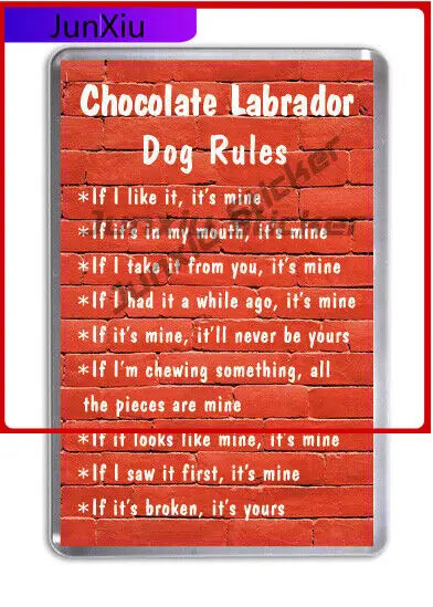 

Chocolate Labrador Dog Rules Decals Funny Dog Fridge Pet Animal Lover Gift Exterior Sticker Cover Scratches Decor Graphic Decals