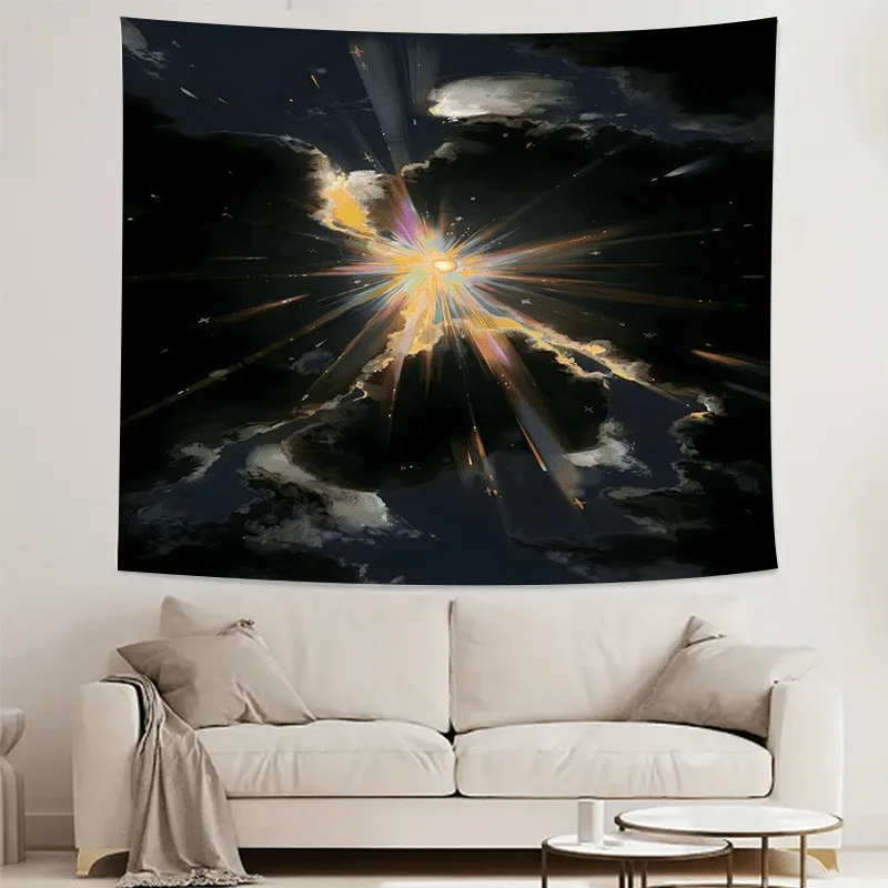 Cosmic Explosion Tapestry: Vibrant Starburst Art for a Modern Living Room Decor