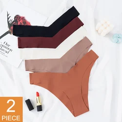 Women Panties Sexy V-shaped Low-Waist Underpants Briefs Seamless Solid Color Female Underwear Soft Lingerie 2PCS/Set Intimates