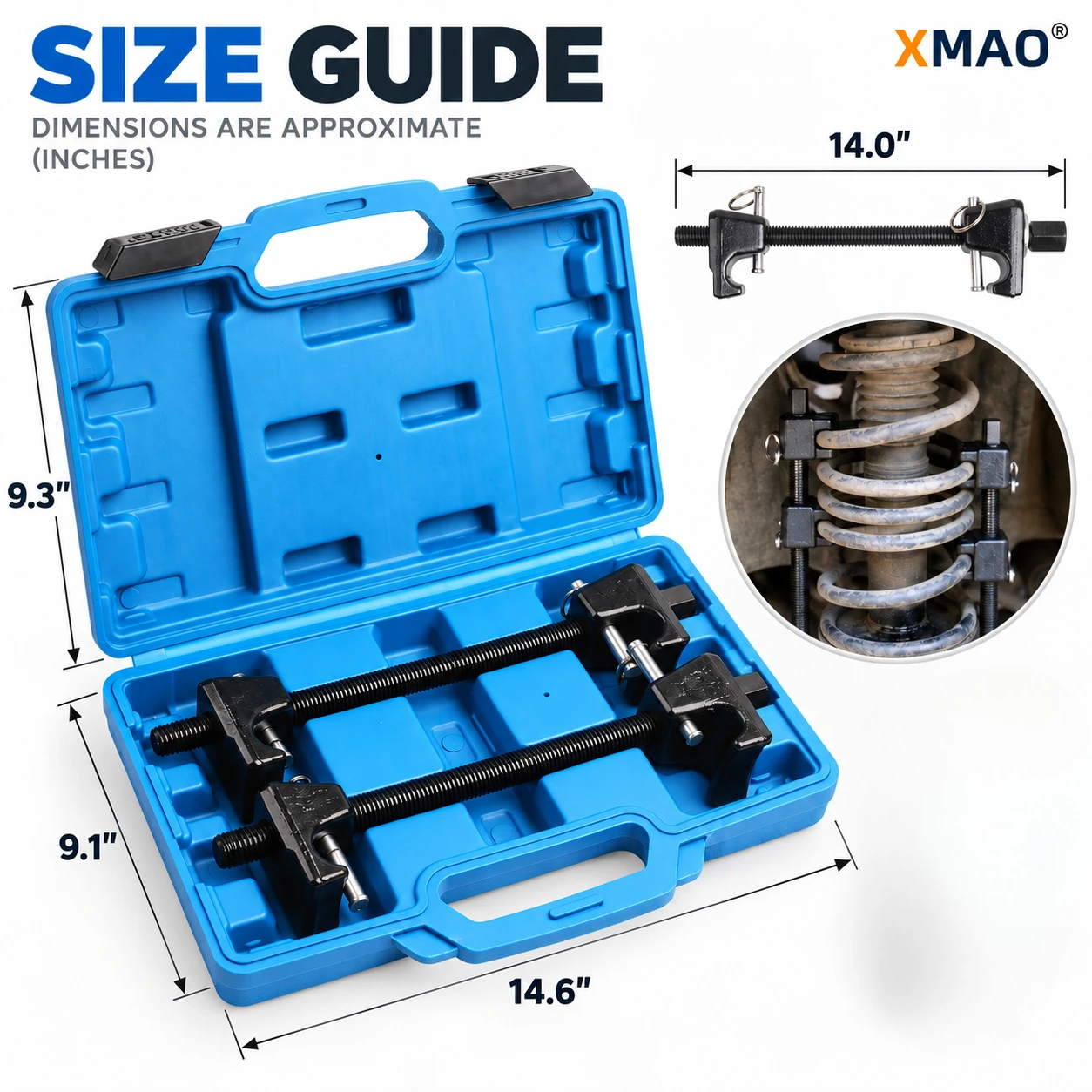 2Pcs Coil Spring Compressor Tool Set Heavy Duty Strut Suspension Spring Removal Installer Kit with Carry Case for Auto Repair