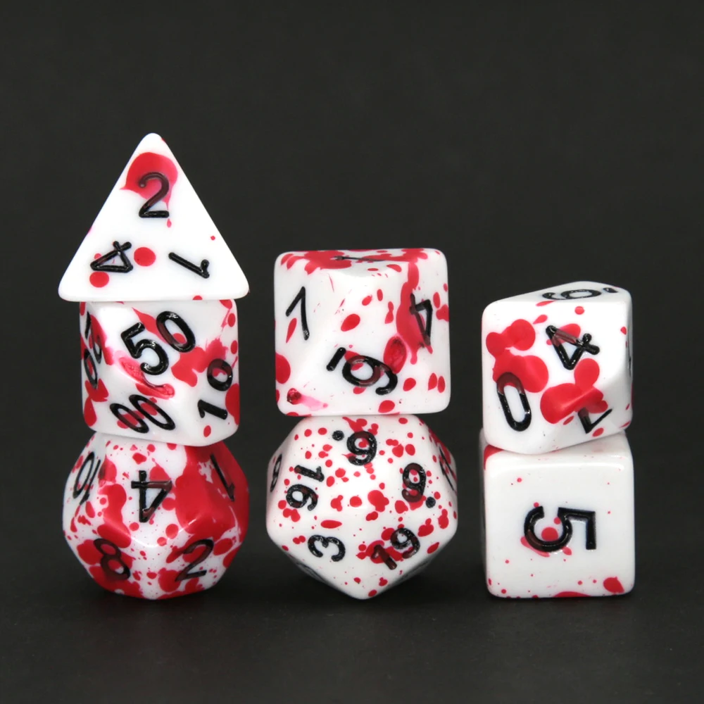 7Pcs/set Splatter Dice Multi-color Acrylic DnD Polyhedral Dice Set RPG Games Leisure Toys for Kids Home Club KTV Entertainment