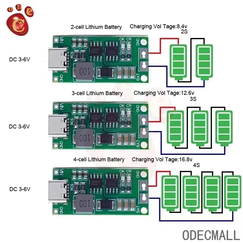 Multi-Cell 2S 3S 4S Type-C To 8.4V 12.6V 16.8V Step-Up Boost LiPo Polymer Li-Ion Charger 7.4V 11.1V 14.8V 18650 Lithium Battery