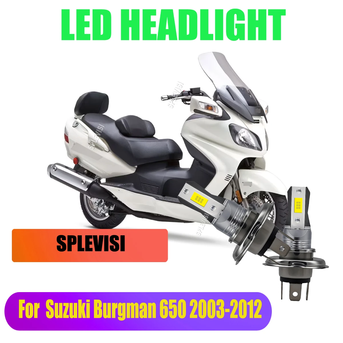 

H4 Headlight Bulb 12V 45W - Weatherproof Housing, Plug-and-Play For Suzuki Burgman 650 2003 2004 2005 2006 2007 2008 2009-2012