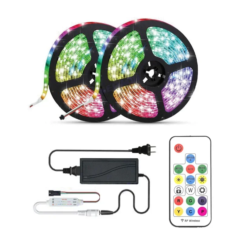 جهاز تحكم لاسلكي عن بعد لشريط led ، شريط إضاءة led رقمي rgb ، d5v 12v ، بكسل ، مفاتيح 17key ، ws2812b ، ws2811