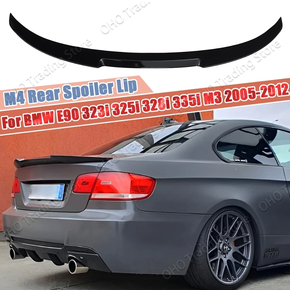 For BMW 3 Series E90 Sedan 323i 325i 328i 335i 335xi M3 2005-2012 M4 Style Rear Trunk Spoiler Wing Body Kit Carbon Look / Black