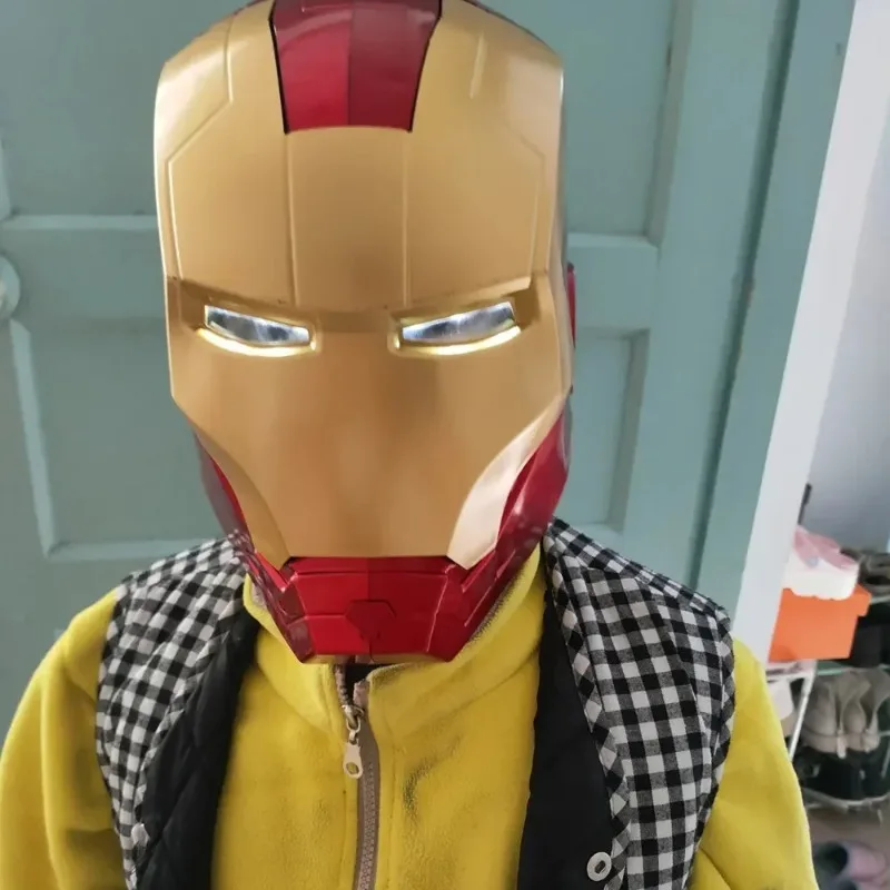 Cosplay Costume accessoires de fête Cosplay 1/1 super-héros Iron Man casque masque avec lumière LED modèle déguisement fête Anime spectacle sur scène P